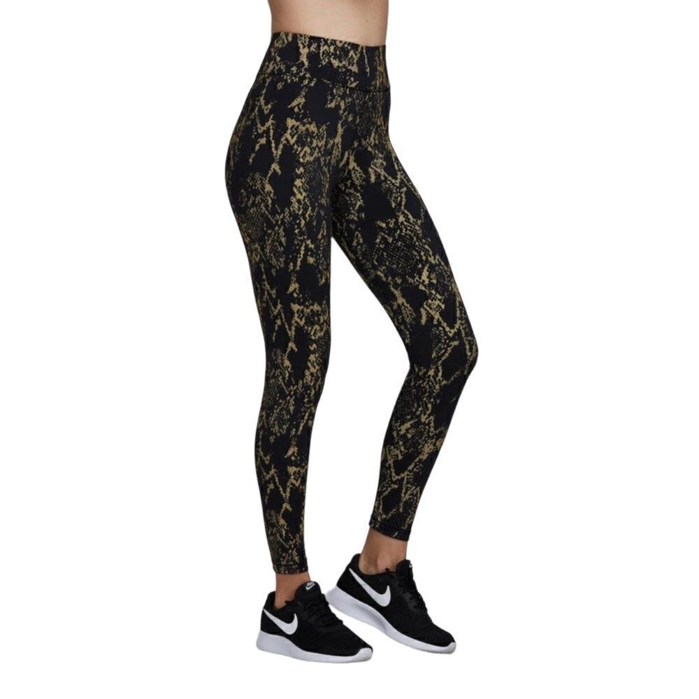 NOLI  Women Reflective Cobra Black Gold Yoga Gym Workout Athletic Leggings Sz S
